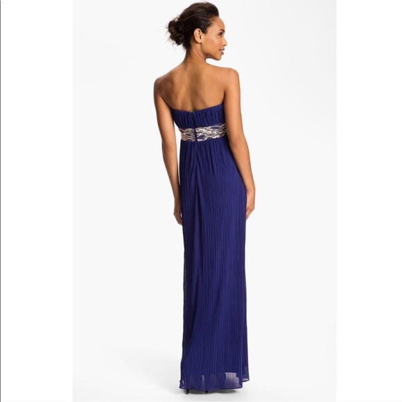 JS BOUTIQUE embellished waist strapless gown - Picture 2 of 2
